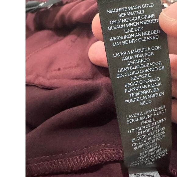 NEW Satin Ankle Trousers Silk Tulip Hem With Pockets Quiet Luxury, Port, size 8 - Picture 7 of 11